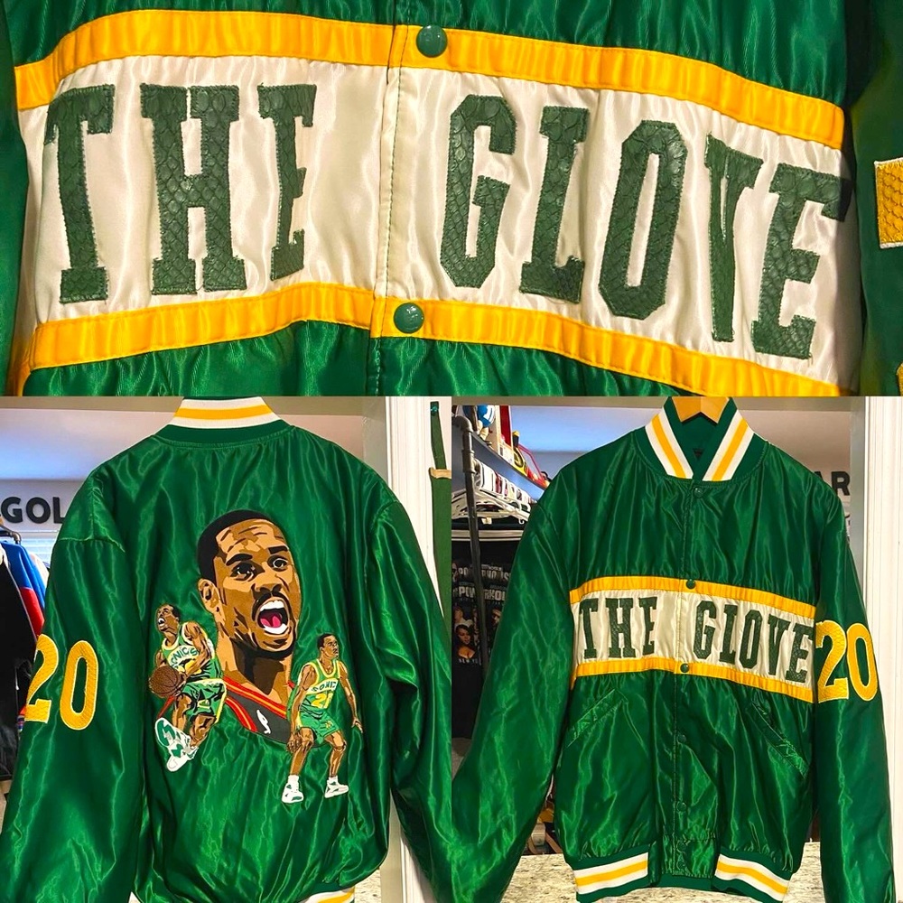 Vintage Mens Xl Custom Seattle Supersonics Gary Payton The Glove Satin Jacket